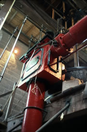 Inside Leawood Pump House; steam pipes (1977)