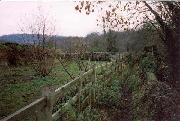 Bullbridge Aqueduct embankment: canal filled in and fenced off for animals