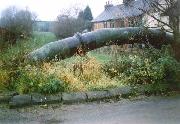 This pipe follows the line of the old bridge at Bridle Lane Hartshay - the bridge is long gone and the canal's been opencasted.