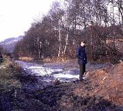 This was the mess left when STWA cut through the canal to lay their pipeline to the Ogston Reservoir. The new pumping station was built just above and to the right of the offside bank. Pressure from us and others eventually managed to get them to clear the spoil - with a dragline which also nearly ruined the canal! (ADS)