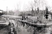 The site at the east end of Leawood Aqueduct had to be cleared of vegetation and a new concrete base was cast to receive the mountings.