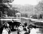 The "John Gray" returns to Cromford Wharf to disembark passengers. This photo was taken in the mid 1980s.