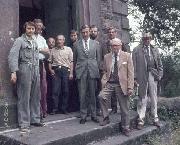 Some of the people involved in the initial stages at Leawood Pumphouse. In this photo are (left to right): Simon Stoker, Alan Hyde, (unknown), John Gray, Andrew Stoker, Sir David Huddie, (unknown), (unknown), (unknown), The Duke of Devonshire. (ADS)