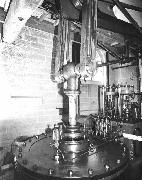 The 50-inch steam cylinder of the Leawood Pump, shown with the engine at full stroke. The valves can be seen at the back on the right.