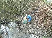 After a hard morning's work, the canal is starting to look a lot cleaner.