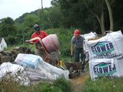 The mixing crew, particuarly Kimm on the left, were stalwarts all week - by the end we had to go and buy more materials - they'd used all of that lot up 