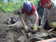 Chris and Will learn the delicate art of creating a level surface from irregular stone... 