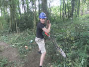 And Chris soon has a go as well. Chris was one of our Duke of Edinburgh volunteers - as part of which they try as many activities as possible! (CH) 