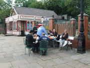 The team enjoy Fish & Chips at the National Tramway Museum before a guided tour (CH) 