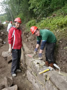 Meanwhile, Simran and Will pose with there nearly completed section of wall (CH)