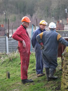 The 'new' interpretation board lets the volunteers and the public know what they're working on!