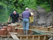 Some of the FCC committee on site on the Saturday to do some final jobs. Some of the WRG team from the following week's camp on the Chesterfield also worked on the Sunday, to enable the towpath to reopen on schedule. Photo: Eric Singleton