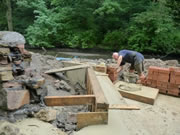 Brick laying on the Saturday. Photo: Eric Singleton